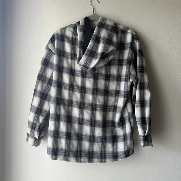 SHEIN Plaid Button-Up Jacket with Hood - Picture 6 of 8